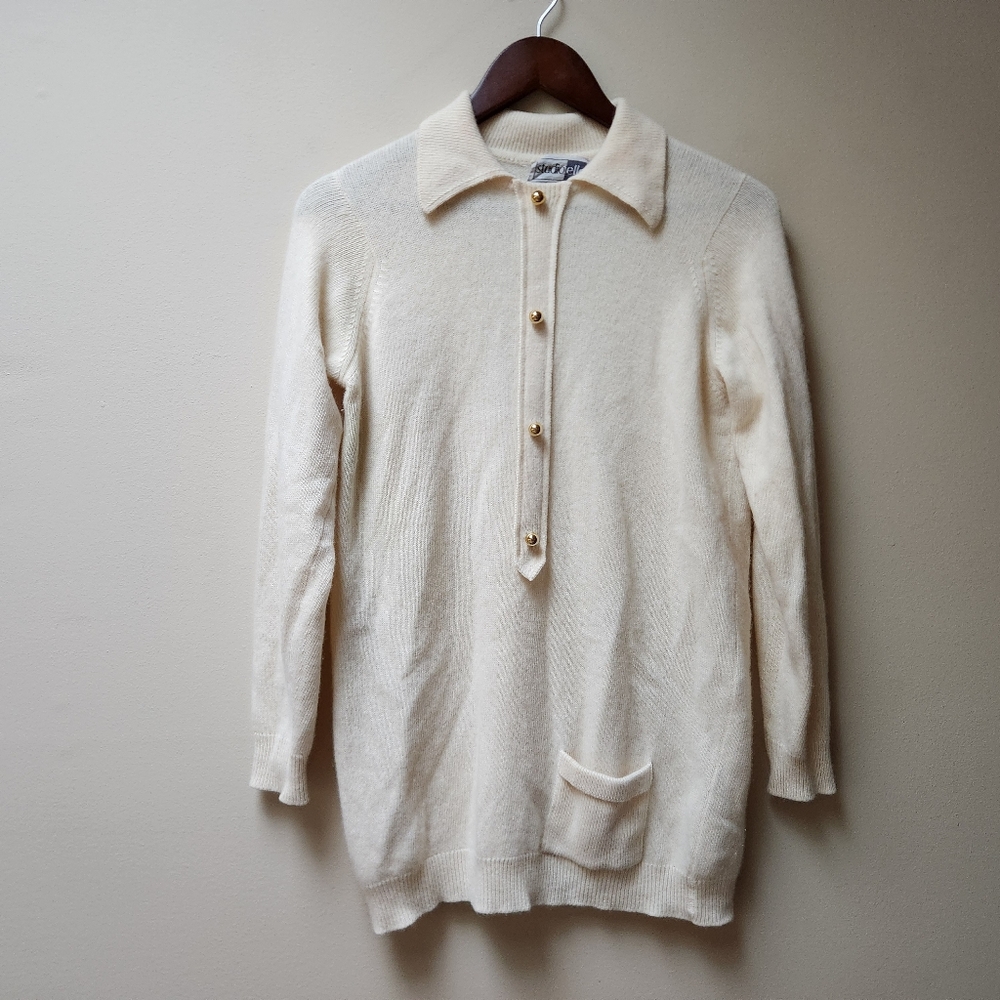 Vintage Cream Collared Knit Sweater
